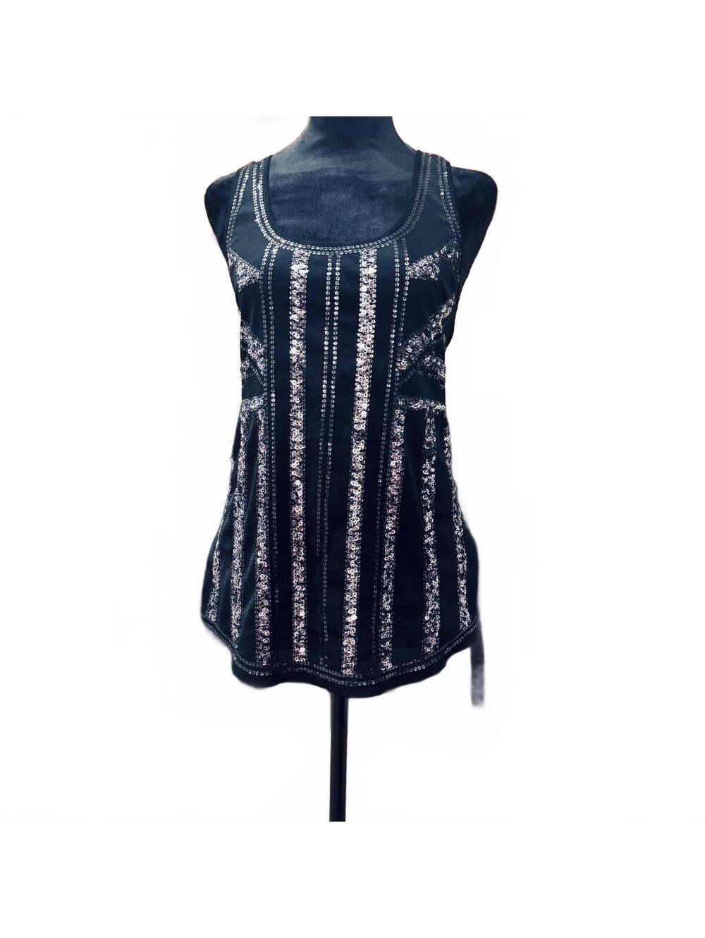 Express Black Sequin Embellished Tank Top XS